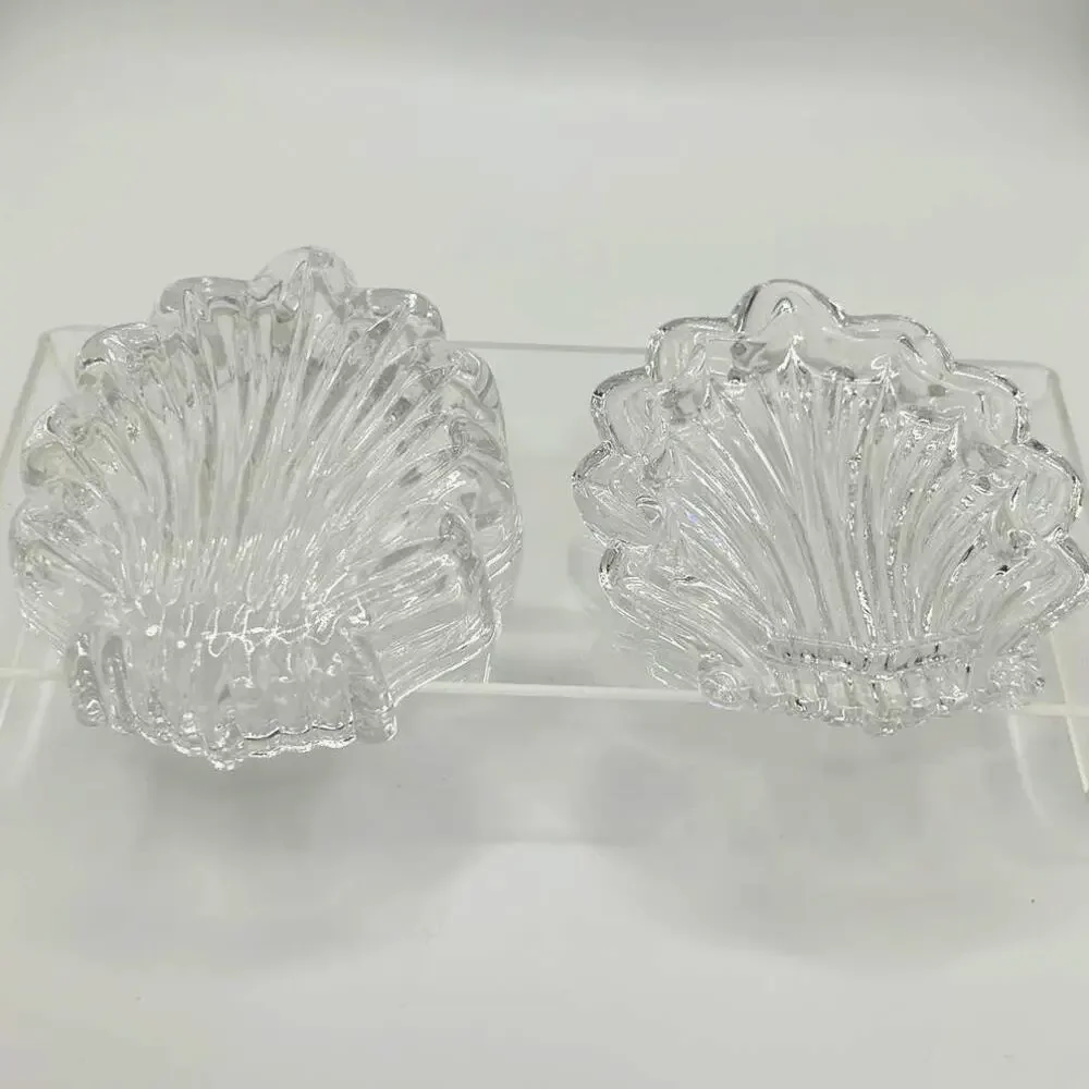 Vintage Sea Shell Shaped Small Glass Trinket Box